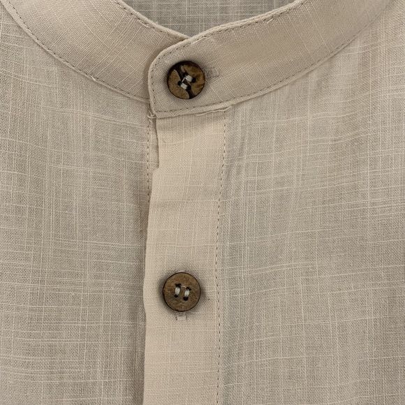 Fishpond Button Up Short Sleeve Cream Cotton Flax Short Sleeve Shirt Mens Large - Picture 7 of 12